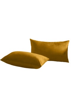 Buy Set of 2 Pieces Rectangular Soft Velvet Decorative Cushion with Solid Design and Attractive Colors - 50x30 cm in Saudi Arabia