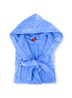 Buy Bathrobe Unisex Adult velour Salerino 100% Cotton 1350 Grams Luxury Feel Premium Look Super Absorbent Quick Dry Hood & Pocket Size EXTRA LARGE Blue Color in UAE