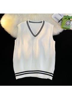 اشتري 2024 Spring Mens Knit Vest Casual Sleeveless FashionWhite White في الامارات