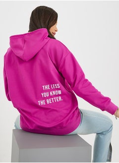 Buy Oversized Longline Back Slogan Print Hoodie in Saudi Arabia