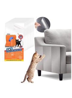 Buy 20 Pcs Cat Scratch Furniture Protector, (12"X8") Cat Couch Protector, Clear Double Sided Training Tape, Anti Scratch Cat Deterrent Sheet, Cat Sticky Paws Tape in UAE