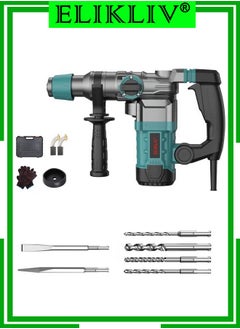 اشتري ELIKLIV Rotary Hammer Drill,SDS Plus Vibration Control and Safety Clutch, 2200W Heavy Duty, Including 3 Drill Bits,Flat Chisels, Point Chisels, 360°Rotating Handle, with Carrying Case في السعودية