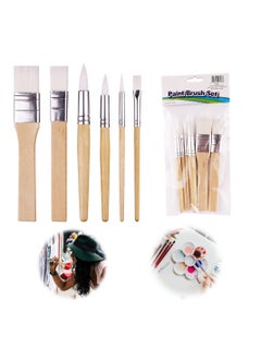 اشتري Paint Brush Set 6 Pcs Nylon Paint Brushes White Nylon Brushe Short Stick Oil Painting Brush Set Log Stick Art Student Painting Brush Acrylic Brush for Card Making DIY Art Crafts Project في السعودية