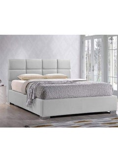 Buy Lombardia | Wooden Bed Frame Upholstered in Velvet - White in Saudi Arabia