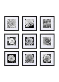 Buy 30x30 Picture Frames Set of 9, Classic Gallery Wall Frame Set, Displays 20x20 Photo with Mat or 30x30cm Without Mat, Square Collage Wall Decor, Black Home Decor for Hanging in UAE