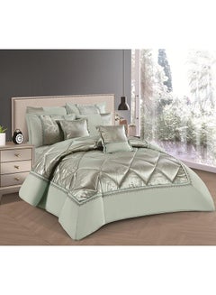 Buy Comforter Set Extra Soft Lace Jacquard Comforter King Size Microfiber Printed 8 Pieces Set in UAE