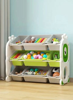 Buy Kids 9 Removable Plastic Bins Plastic Toy Organizer Storage Rack Kindergarten Furniture in Saudi Arabia