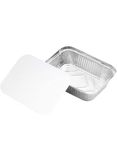 اشتري Aluminium Rectangle Containers 680ml With Board Lid for Cooking Roasting Baking Pack Of 200 Pieces في الامارات