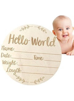 Buy Wooden Baby Announcement Sign, Newborn Baby Announcement Sign, 5.9 Inch Hello World Newborn Welcome Sign for Baby Shower, Photo Prop, Hospital, Nursery, New Parents (E) in Saudi Arabia