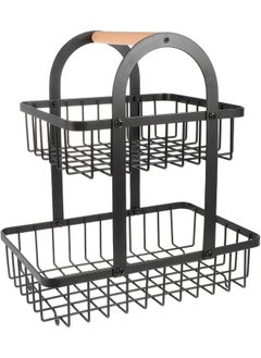 اشتري 2 Tier Fruit Tray Kitchen Tool Portable Vegetable Double Layer Dining Table Fruit Basket With Handle Wrought Iron Detachable Rack Storage Holder في الامارات