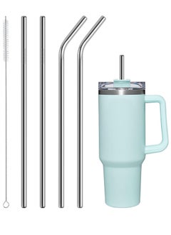 Buy 4 PCS Stainless Steel Replacement Straws for Stanley 40oz Cup, Reusable Straws Compatible with Stanley Adventure Quencher Travel Tumbler, Durable Cup Straws with Cleaning Brush in UAE