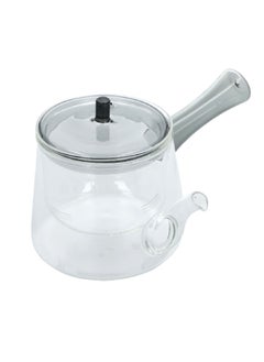 Buy Glass Tea Pot with Lid and Handle Clear and Grey 600 ml V1065 in Saudi Arabia