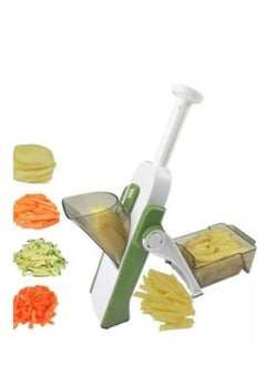 Buy Vegetable Cutter,Multifunctional Vegetable Slicer with Stainless Steel Blades, Manual Food Cutter for Chef and Household (Green) in UAE