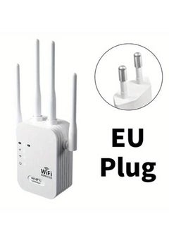 Buy EU Plug, WiFi Extender, WiFi Booster 6X Stronger 1200Mbps WiFi 2.4&5GHz Dual Band(8500sq.ft), WiFi Signal Strong Penetrability 35 Devices 4 Modes 1-Tap Setup, 4 Antennas 360° Full Coverage in Saudi Arabia