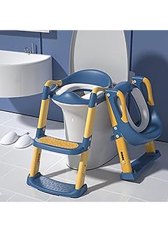 Buy Potty Training Toilet Seat for Toddler Boys and Girls with Step Stools Ladder Potty Chair 2 in 1 Adjustable Kids Potty Seat with Anti-Slip Pads Comfortable Cushion (Blue) in Saudi Arabia