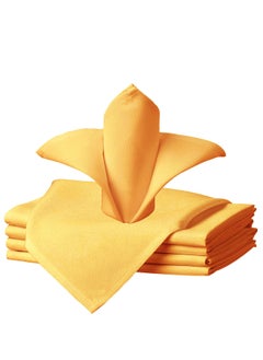 Buy Generic 50 x 50cm Solid Polyester Cloth Washable YellowNapkins for Wedding Party Hotel Restaurant Dinner Family Gatherings,Set of 4 in Saudi Arabia