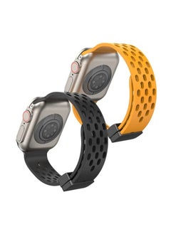 Buy 2 Pack Magnetic Buckle Silicone Bands Compatible With Apple Watch 42mm 44mm 45mm 49mm Series 9/8/7/SE/6/5/4/3/2/1 IWatch Ultra/Ultra 2/Strap Adjustable Wristbands Hole design Silicone Strap in UAE