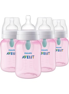 Buy PHILIPS AVENT Anti Colic Baby Bottles with AirFree Vent, 9oz, Pink, Pack of 4 in UAE