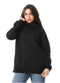 Buy Long Sleeves Slip On Fleeced Plain Hoodie _ Black in Egypt