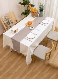 Buy 140*140CM Tablecloth, Embroidered Burlap Linen Tassel Tablecloth, Heavy Duty Wrinkle Resistant Rectangular Tablecloth,for Home or Outdoor in Saudi Arabia