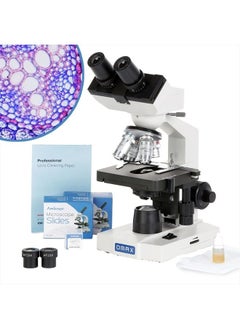 اشتري 40X-2000X LED Binocular Compound Lab Microscope w/ Double Layer Mechanical Stage + Blank Slides, Cover Slips, & Lens Cleaning Paper, M82ES-SC100-LP100 في الامارات