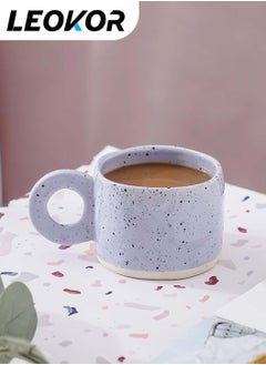 Buy 300ml Handmade Pottery Coffee Mug, Hot and Cold Drinks Perfect Fall Mug, Creative Ring Handle Ceramic Mug with Thick Walls, Purple in Saudi Arabia