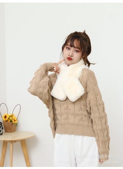 اشتري Faux Fur Plush Rex Rabbit Fur Scarf Cute Student Scarf Winter Womens All-match Cross Scarf Double-sided Thickened WarmMilky White Milky White في الامارات