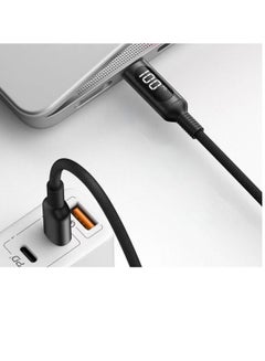 Buy USB C to C LED Current Voltage Display 3A USB Fast Charging Braided 1.2M Black in UAE