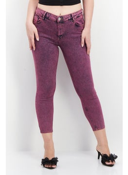 Buy Women Regular Fit Washed Stretchable Jeans, Purple in Saudi Arabia