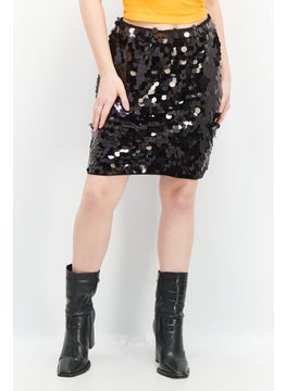 اشتري Women Metallic Mini Skirt, Black في الامارات