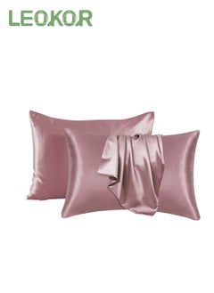 اشتري 2 Pcs Pillowcase Satin Cooling Pillow Covers with Envelope Closure Soft Breathable for Hair and Skin (50*75CM, Rose Gold) في السعودية