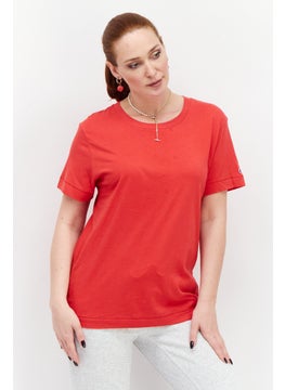 Buy Women Sportswear Fit Short Sleeve Outdoor T shirt, Red in UAE