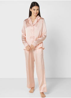 Buy Satin T-shirt Pyjama Set in UAE