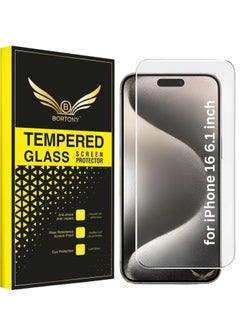 Buy iPhone 16 Screen Protector 6.1” HD Clear iPhone 16 Tempered Glass 9H Hardness Sensor Protection Full-Coverage Easy Installation in UAE