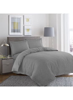 اشتري Orchard Exclusive (Grey) King Size Fitted Sheet,Duvet cover and Pillow covers (Set of 6 Pcs) Cotton percale Weave, Soft and Luxurious, High Quality Bed linen -180 TC في الامارات