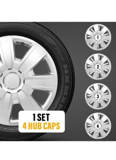 Buy PISTOL Car Wheel Cover Silver Color 14 inch - High-Quality Pistol Wheel Cup Universal Fit Set of 4PC in Saudi Arabia