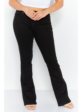 Buy Women Regular Fit Stretchable Denim Jeans, Black in UAE