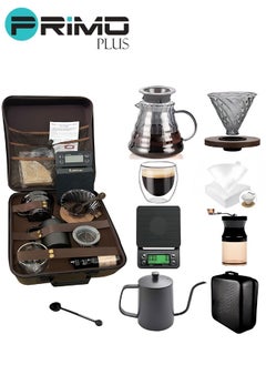 Buy V60 Pour Over Coffee Set, 9-Piece Drip Coffee Maker Set, Hand Brewing Coffee Accessories Kit, ALL In 1 Portable Travel Bag in Saudi Arabia