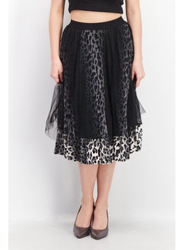 اشتري Women Textured Midi Skirt, Black في الامارات