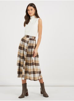 Buy Plaid Flannel High Rise Midi Length Flared Skirt in Saudi Arabia