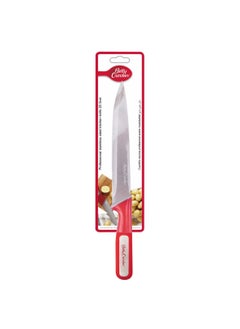 اشتري High-Quality Easy to Clean Stainless Steel Carving Knife with Non-Slip Thermoplastic Rubber Handle Silver and Red 20.5cm في السعودية