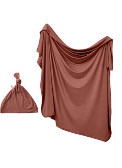 Buy Stretchy Bamboo Spandex Swaddle & Hat- Chocolate in UAE