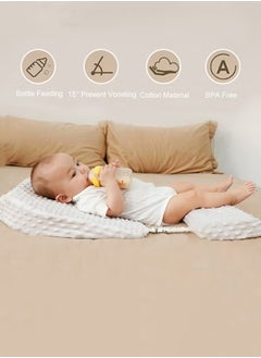 اشتري Baby Crib Wedge Pillow Feeding Pillows Toddler Infant Anti Vomiting Pillows 15-Degree Incline for Better Night Sleep Prevent Sliding Baby Necessities في الامارات