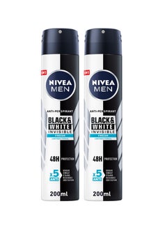 Buy Antiperspirant Spray  Black And  White Invisible Fresh Pack of 2 in UAE