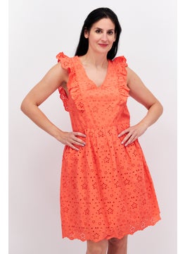 Buy Women Textured Casual Mini Dress, Coral Pink in Saudi Arabia