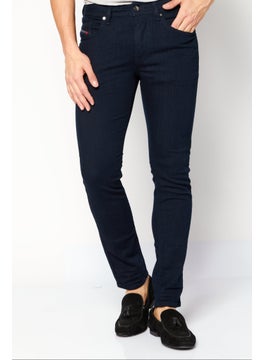 Buy Men Slim Fit Textured Stretchable Jeans, Navy in UAE