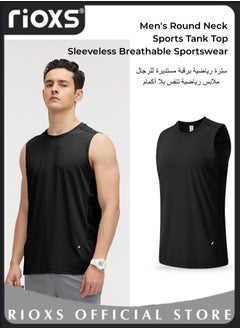 Buy Men's Round Neck Sports Tank Top Sleeveless Breathable Sportswear Fitness Running Marathon Vest for Gym or Casual Wear in UAE