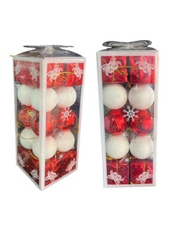 اشتري 20-piece Christmas Balls Tree Decorations 4 cm, Red/White في مصر