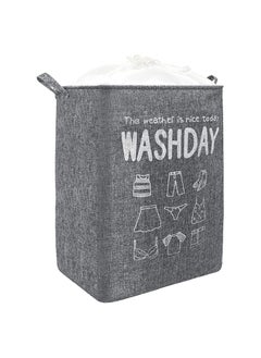 Buy Collapsible Laundry Basket Waterproof With Handles Storage Bag Dirty Clothes Storage For Bedroom Grey 44*34*50cm in UAE