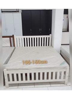 Buy Modern Wooden Bed Queen Size 150x190 Cm Without Medical Mattress in UAE